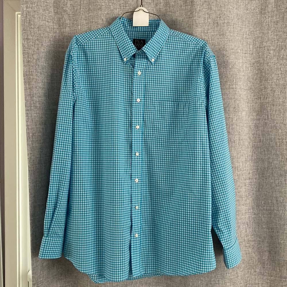 NWOT Jos A Bank executive collection tailored fit XL dress shirt turquoise/white
